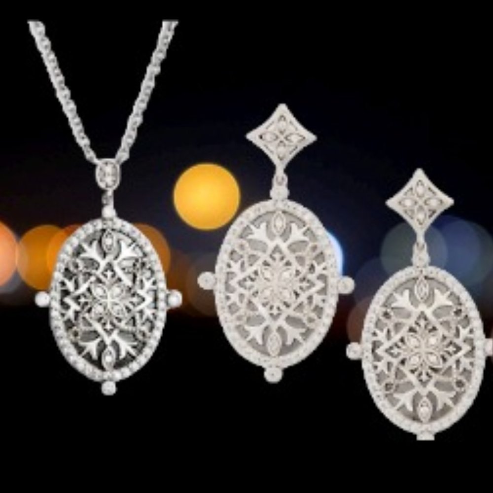 Freida Rothman  Rhodium Plated Sterling Silver Set